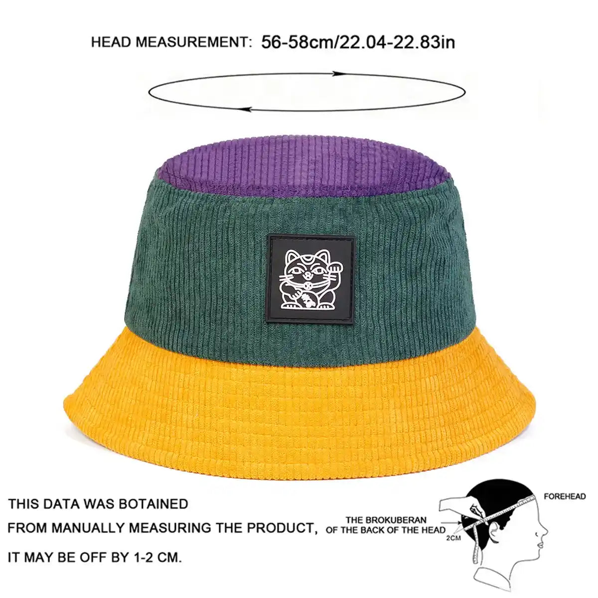Lucky Cat Corduroy Bucket Hat