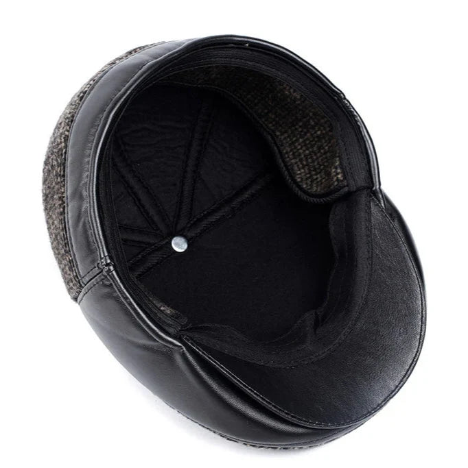 Murphy Earflaps Cotton & Leather Flat Cap
