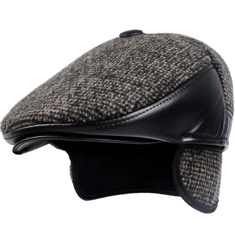 Murphy Earflaps Cotton & Leather Flat Cap