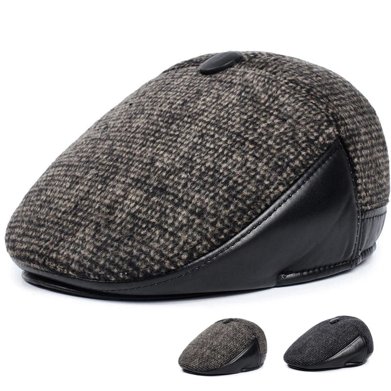 Murphy Earflaps Cotton & Leather Flat Cap