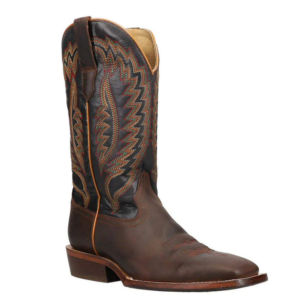 R Watson Men's Brown Goat Embroidered Cowboy Boots WR0003-2
