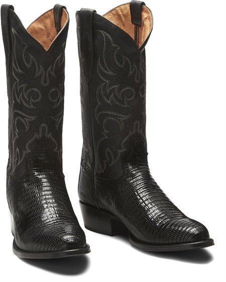 Tony Lama Men's 1911 Nacogdoches Teju Lizard Black Round Toe Cowboy Boots TL5150